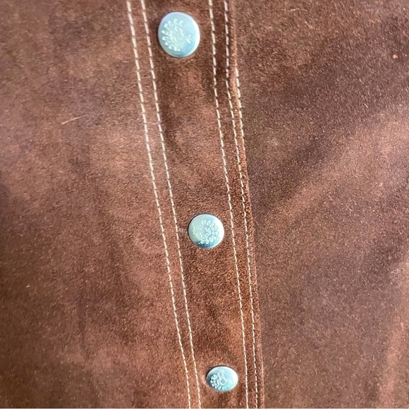 Vintage Brown Genuine Suede Snap Front A-Line Skirt Western Boho Midi size Small - Picture 6 of 9
